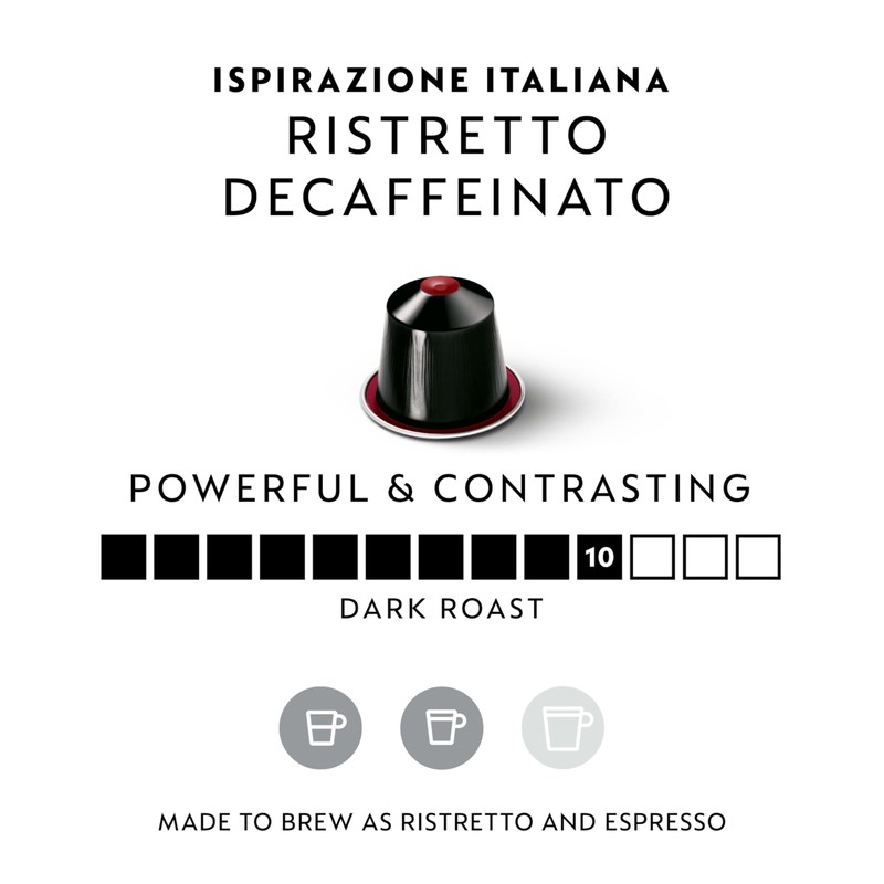 Nespresso Capsules Original Line, Ristretto Decaffeinato, Dark Roast Coffee, 50