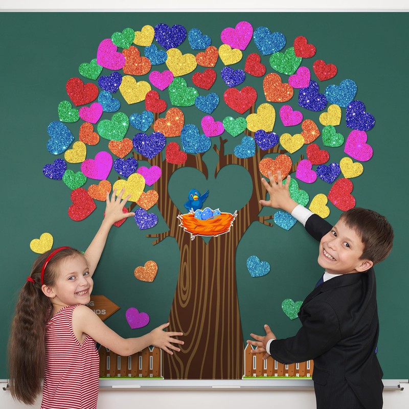 MORENKISS Classroom Tree Bulletin Board Decorations Set Swaying Heart Tree