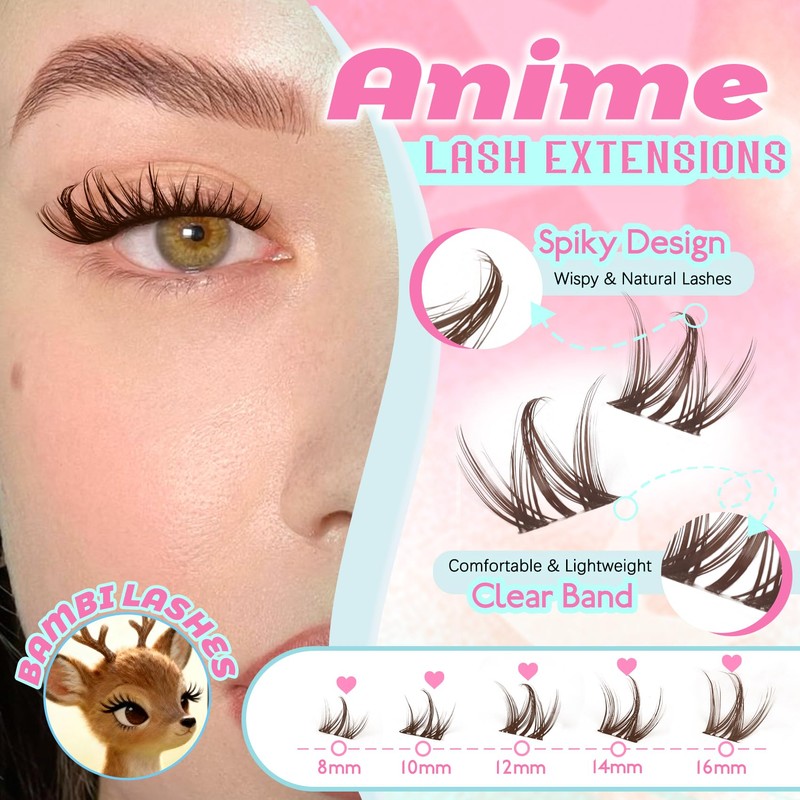 Bunny Lash Clusters Brown Manga Lash Clusters Spiky Doll Individual
