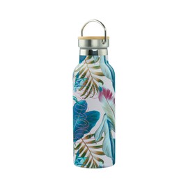 Baagl Children's Stainless Steel Water Bottle for Girls - Leak-proof Thermos Flask with Bamboo Lid - BPA-Free Water Bottle for School - Thermos Flask, 500 ml (Leafs)