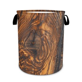 Wood Grain Laundry Basket, Tree Stump Texture Laundry Hamper Funny Tote Bag Dirty Clothes Storage Bucket Toy Organizer for Bathroom/Laundry/Bedroom 15.7"x19.6"