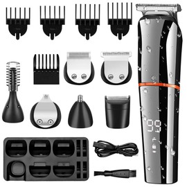 SURKER Beard Trimmer for Men Hair Clippers Body Mustache Nose Hair Groomer Cordless Precision Trimmer 6 in 1 Grooming Kit Waterproof USB Rechargeable