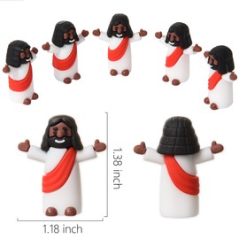 ARCHCRTC 50 Pcs Little Black Jesus Figurine Tiny Jesus Figures Mini Religious Christ Savior Doll for Hide and Seek Sunday Easter Egg Stuffers Baptism Gift (50, Red)