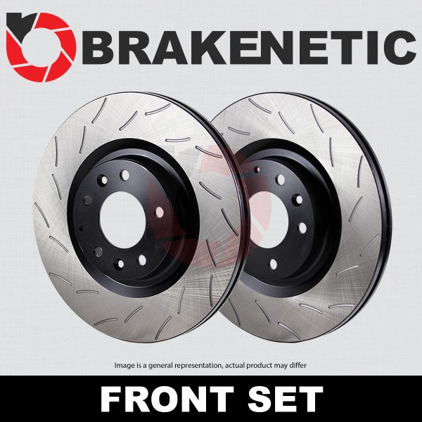 Brakenetic FRONT SET BRAKENETIC Premium RS Slotted Brake Disc Rotors