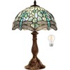 Pterying Tiffany Dragonfly Table Lamp, 18'' Tall Vintage Stained Glass