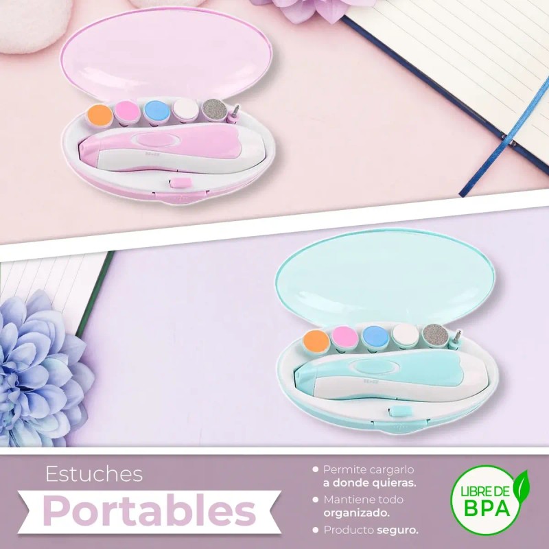 Limador De Uñas Para Bebé Eléctrico Con Estuche Set 8