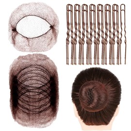 Hair Bun Maker Kit–30 PCS Invisible Mesh Hair Nets & 30 PCS U Shaped Pins for Women & Girls–Breathable Nylon & Rust-Resistant Hairpins for Dance,Ballet,Weddings,Skating,Elegant Updos
