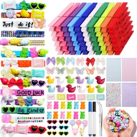 Crastilior 80PCS Cheer Pins Spirit Clips, 80 PCS Colored Clothes Pins Wooden 100 Mini Resin Animals Bows Butterfly and Stickers Pen Close for Backpacks Charms for Clothes pins