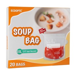 Soup Bags Freezer Liquids Bags Thick and Durable Curry Bags to store soups,sauces and Smoothie in freezer.