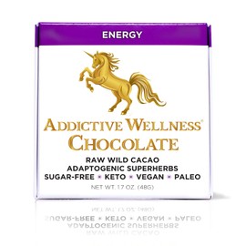 Addictive Wellness Sugar-Free Raw ENERGY Chocolate 3 PACK Vegan Paleo & Keto- Purely Superfoods and Adaptogens