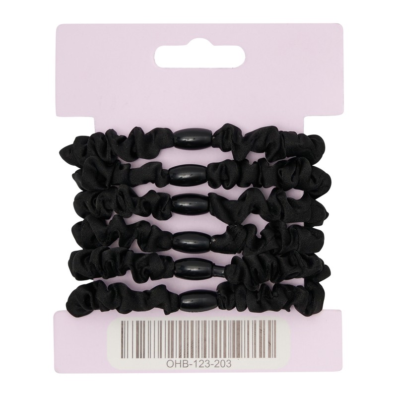 Oz Essentials Small Scrunchie 6 Pack - Black