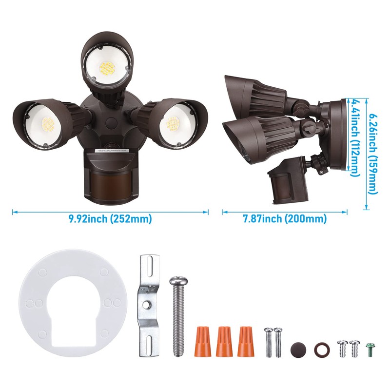 LEONLITE 3CCT LED Security Light Motion Sensor, Aluminum Flood Lights
