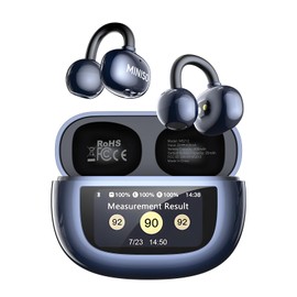 MINISO MS212 Open Ear Earbuds, Clip On Earbuds with Heart Rate Monitoring Wireless Bluetooth 5.4, LCD Digital Screen, Lightweight, Small-Ear Friendly, Sports Earphones for Running, Gym,Health Tracking