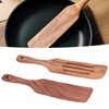 2pcs Slotted Turner Spatula Simple Wooden Spatula with Long Handlefor