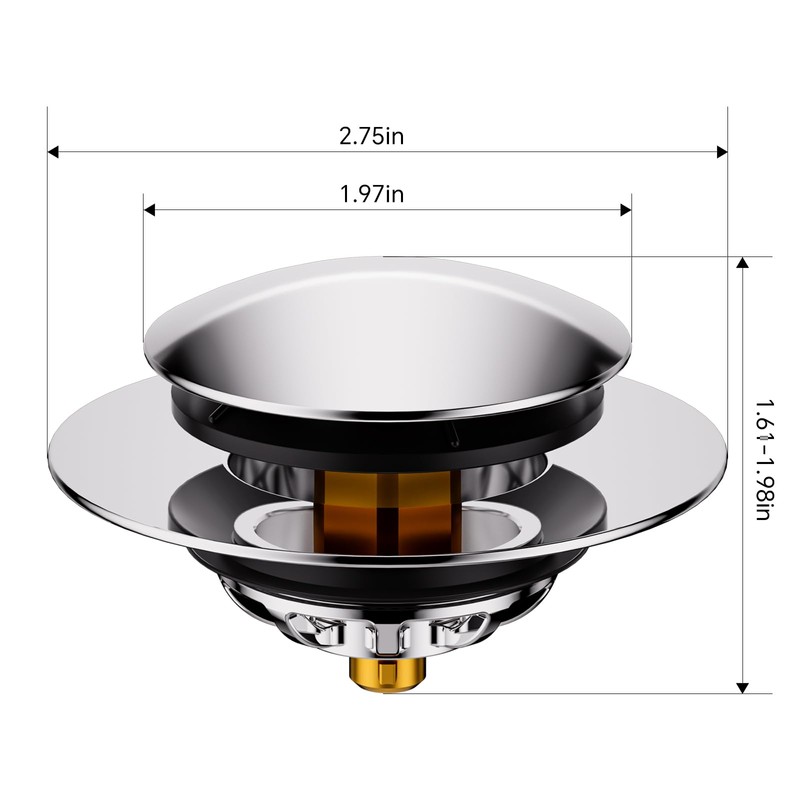HAOMIAO Universal Pop-Up Bathtub Stopper with Clog-Proof Strainer, Bath Drain