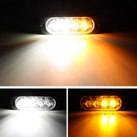 iJDMTOY Amber/White 4-LED Hook Two Corner Mount Strobe Warning Light Kit Compatible With All Truck SUV Off-Road Wrangler, etc