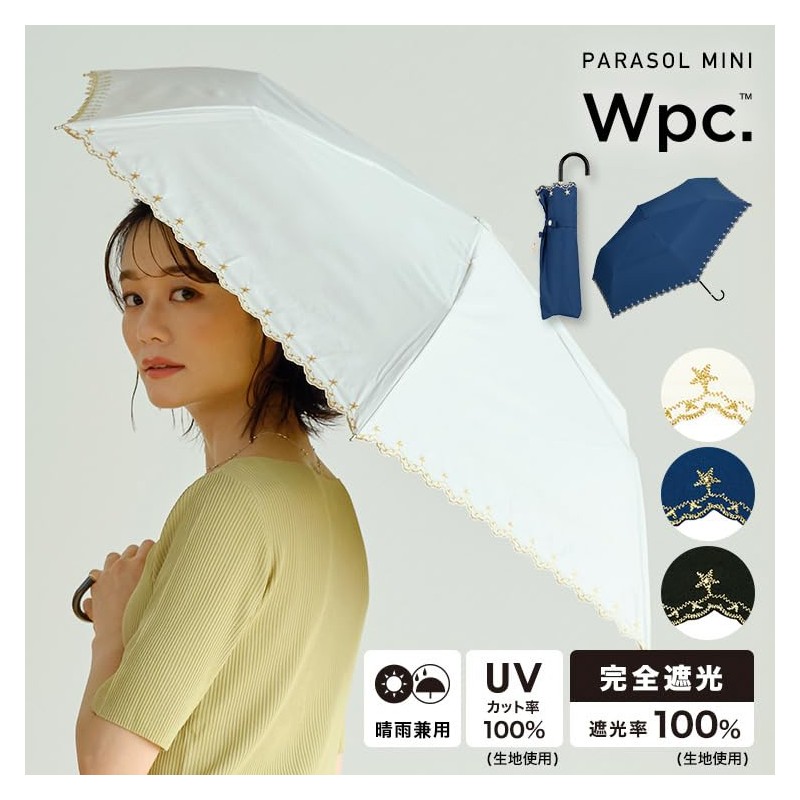 2023 Wpc. 801-19720-102 Women's Mini Folding Parasol, Blackout, Scallop, 19.7