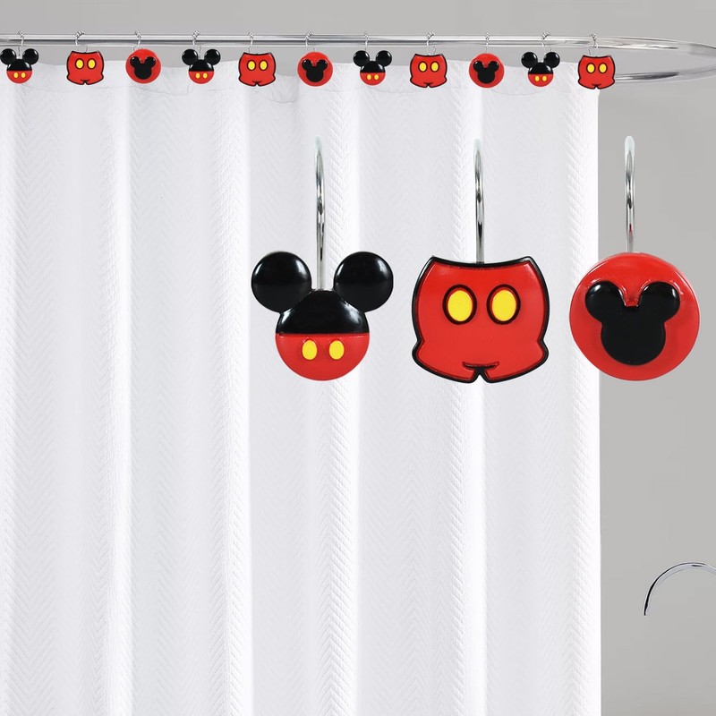 CTOHN 12 Pieces Mouse Shower Curtain Hooks Rings, Mouse Theme