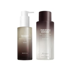 HARUHARU wonder Black Rice Moisture Cleansing Oil & Black Rice Hyaluronic Toner for Sensitive Skin Bundle