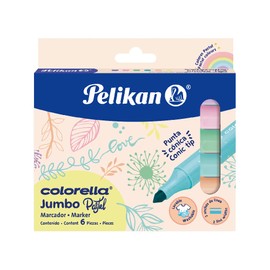 Pelikan Colorella Pastel Jumbo con 6 Piezas de Colores Surtidos en Caja de Cartón Lavable con Dos Anchos de Línea
