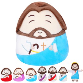 NIUBEHOHO Jesus Plush Pillow Christian Gifts - Jesus Stuffed Animal Perfect Religious with Prayer Design Blue 10 Inch