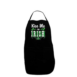 TooLoud Kiss Me I'm Irish St Patricks Day Plus Size Apron Black