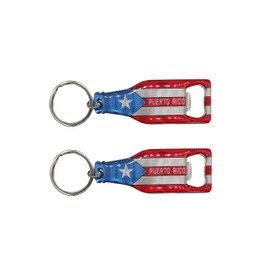 Puerto Rico Key Chain Bottle Opener with Puerto Rican Flag Souvenir Gift, Set of 2