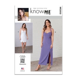 Know Me Misses' Deep V Back Dress Sewing Pattern Kit, Design Code ME2032, Sizes 18-20-22-24-26