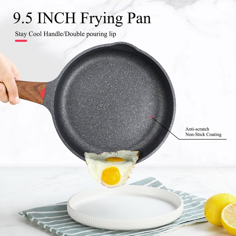 Vinchef Nonstick Frying Pan Anti Scratch,9.5 Inch Skillet Cast Aluminum