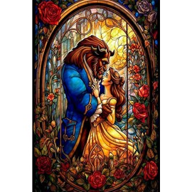 Paifeancodill 5D Diamond Painting Kits for Adults, DIY Diamond Art Gem Painting Kit Full Drill Rhinestone Paintings Canvas Pictures Arts for Home Wall Decoration (Beauty and the beast 12x16 inch)