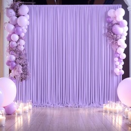 10ft x 7ft Lavender Backdrop Curtain for Parties Wedding Light Purple Wrinkle Free Backdrop Drapes Panels for Baby Shower Birthday Party Photo Photography Polyester Fabric Background Decoration