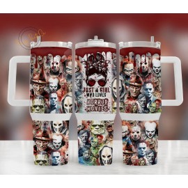 Handmade Girl Loves Horror Movies 40oz Tumbler Travel Mug Insulated Tumblr