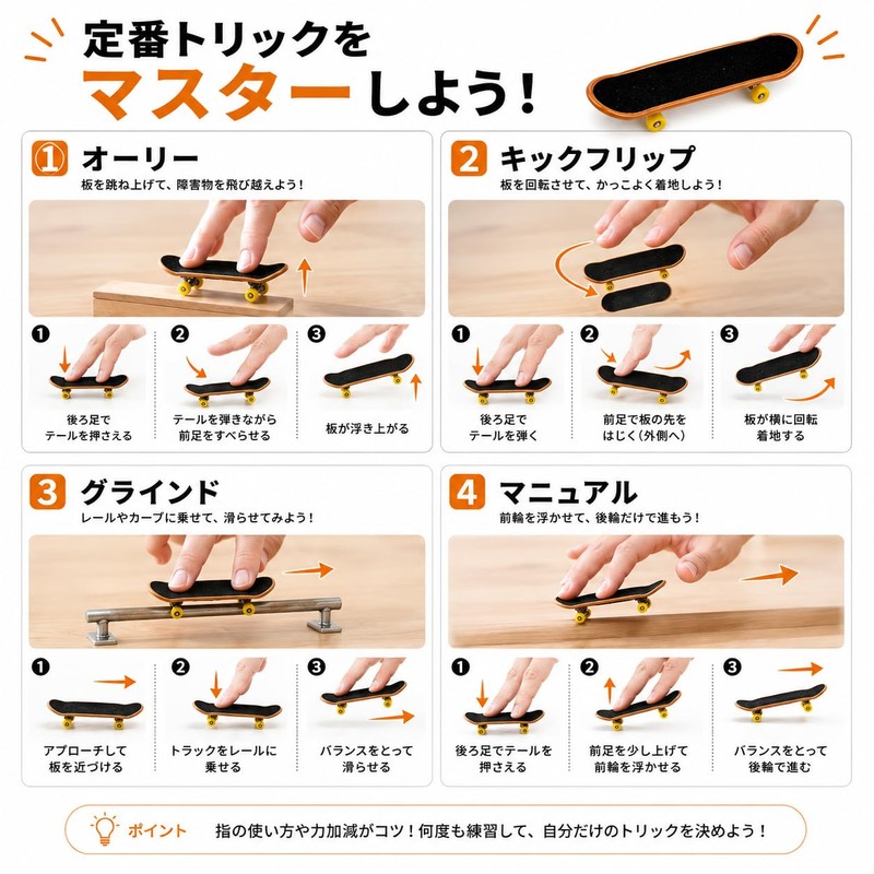 指スケ キット 5個セット フィンガースケートボード 組立キット 専用ケース付き 予備パーツ完備 (指スケートボード5個セット)
