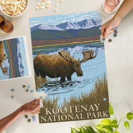 Lantern Press 1000 Piece Jigsaw Puzzle, Kootenay National Park, Canada, Moose in Lake