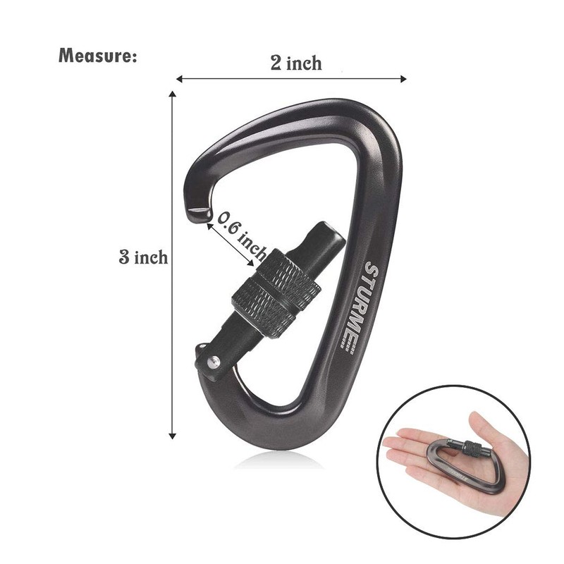 STURME Carabiner Clip 12KN Aluminium Wiregate Lightweight Heavy Duty Large