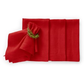 Solino Home Linen Dinner Napkins 20 x 20 Inch - 100% Pure Linen Prewashed Sonoma Red Cloth Napkins Set of 4 for Spring, Mothers Day, Easter Decorations - Handcrafted and Machine Washable
