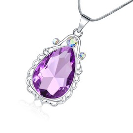 Sofia Necklace Amulet Teardrop Amethyst Pendant Necklace Sofia Princess Costumes Jewellery for Little Girls, Metal, Amethyst