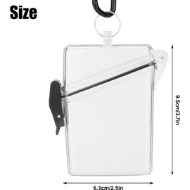 Clear Waterproof ID Card Badge Holder Case Waterproof Sports Case Vertical Badge Holders with Lanyard and Keychain, Identification Badges Supplies, Labels, Office School Supplies