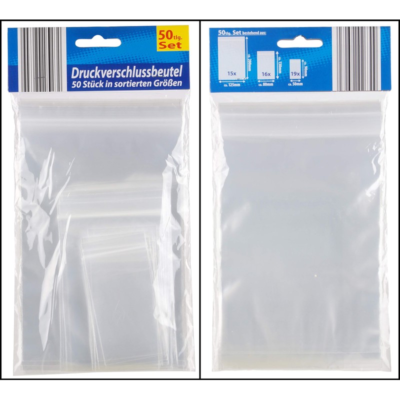 026309WU, Pack of 100 Grip Seal Bags in 3 Sizes,