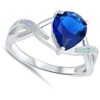 Large Blue Simulated Sapphire Infinity White Simulated Opal Sterling Silver