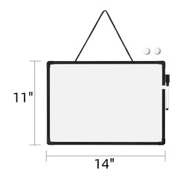 Double-Sided Small White Board 14" x 11", Dry Erase Board for Wall, Black Frame Mini Hanging Whiteboard for Home School Office