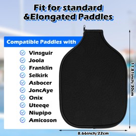 YUXIANLB Pickleball Paddle Cover, Elongated Pickleball Covers Black Pickleball Case Pickleball Paddle Bag Neoprene Sleeve for Pickleball Paddles Pickleball Racket Cover Pickleball Accessories (Black)