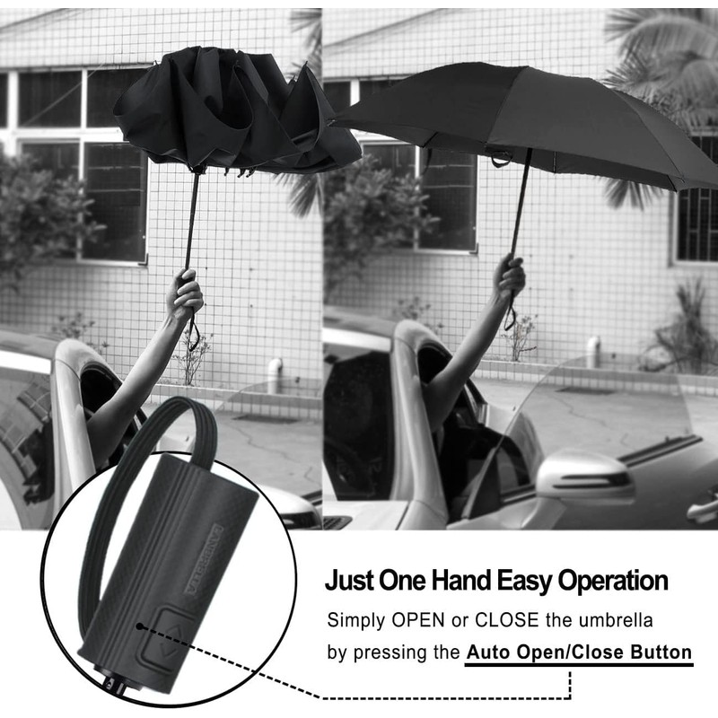 ACEIken Umbrella Reverse Close Folding Windproof Travel Umbrella - Compact