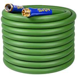 TOOLCY Garden Hose 50 ft x 5/8", Heavy Duty Water Hose, Lightweight, All-weather, Durable Hose with Swivel & Solid Brass Male to Female Fittings,Green