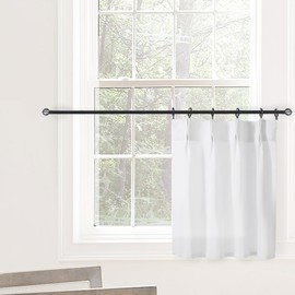 Small Window Curtains,Sheer Pinch Pleated Mini Narrow Linen Short Curtains for Kitchen,24 x 18 Inch Length,White
