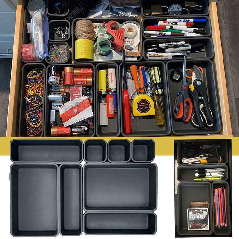 JinPhon Set of 8 Extra Deep Plastic Drawer Organiser for