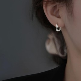 BG&WLing 925 Sterling Silver Heart Huggie Earrings for Women, Sweet Love Heart Small Hoop Earring, Minimalist Jewelry Gifts (Silver)