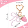 MBAIYO 2pcs Pink Strawberry Keychain, Bow Key Chain, Cute Strawberry