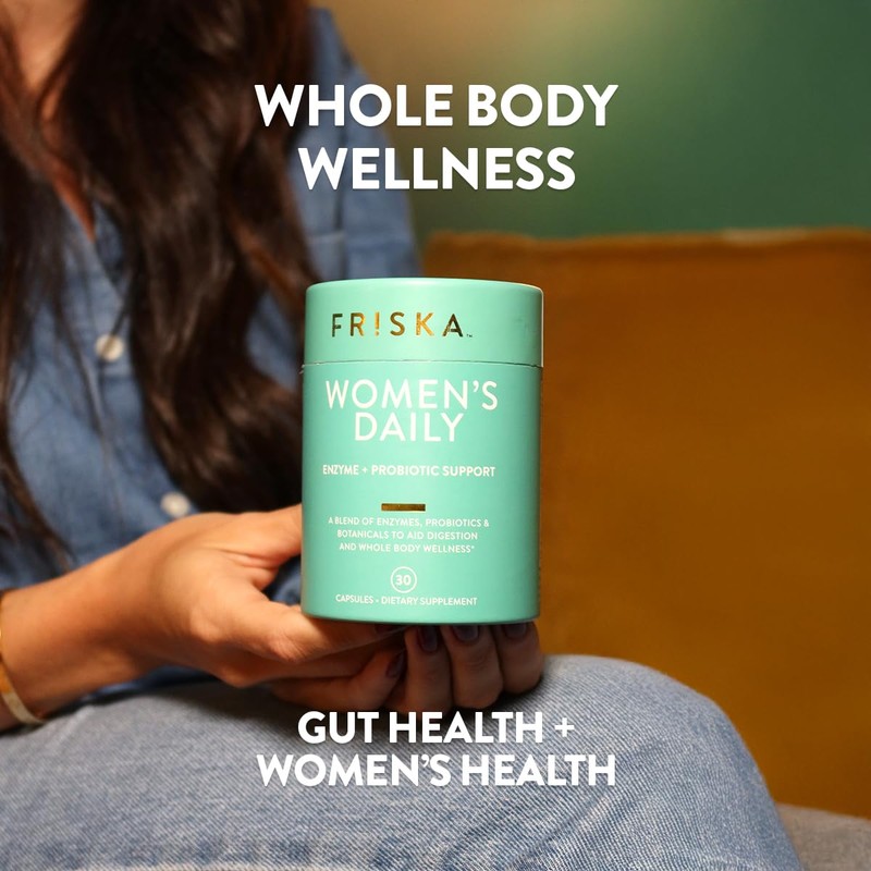 FRISKA Women’s Daily Digestive Enzyme and Probiotics Supplement, Advanced Natural