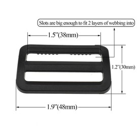 Hao Pro 1.5 Inch Tri Glides Slides Clips Buckles Gripping Knurled Edge No Slipping Solid 4 Pack for Collars Aprons Sling Bag Adjustable Straps Belt Big Slots No Sharp Edges No Sewing